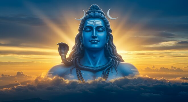 Lord shiva appear in sky, made by Ai