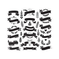 Retro Empty Ribbon Design Pack – Vintage Scrolls and Banners Illustration