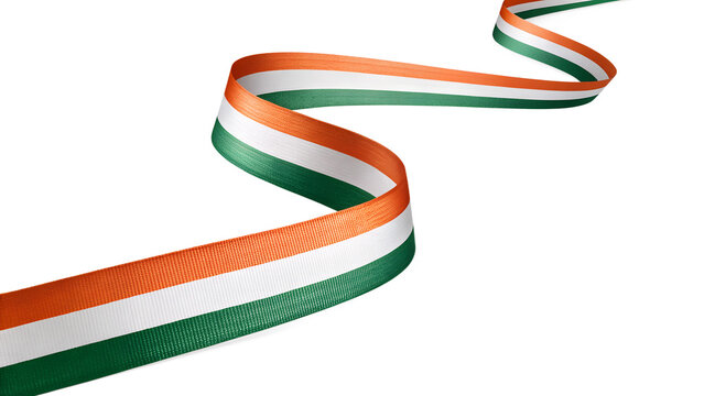 Vibrant indian flag ribbon flowing gracefully against a stark black background symbolizing national pride
