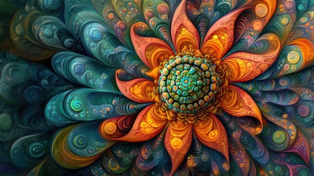 Abstract floral fractal design, intricate detail