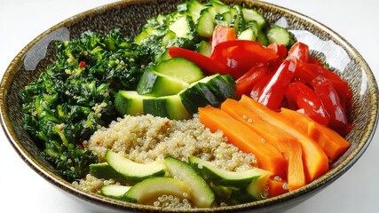 A colorful bowl filled with various vegetables