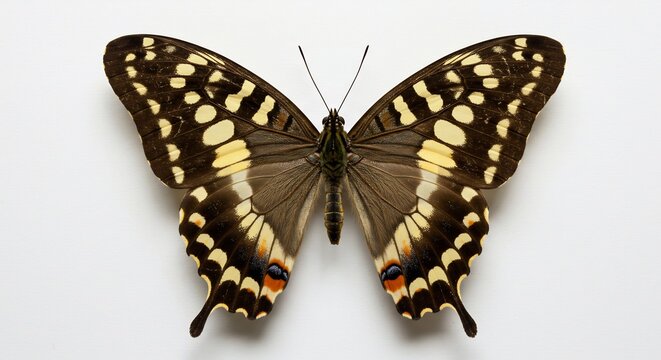 Papillon exotique pose delicate eclairage doux details nets ailes. AI Generated
