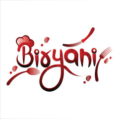biryani chef cap typography Kitchen equipment victor red Biryani png text effect