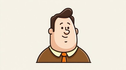 Obraz premium Friendly cartoon character with brown hair and orange tie illustration