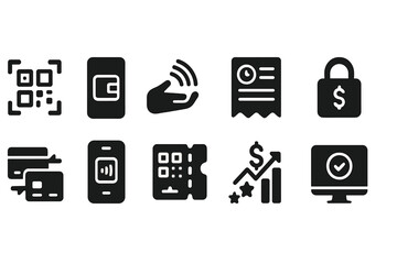 Finance, payment silhouette icon set. secure transaction icons silhouette collection