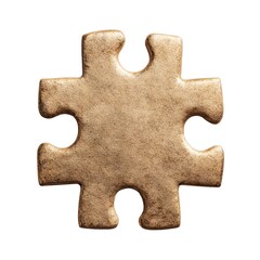 Obraz premium A golden puzzle piece showcasing a textured metallic surface, symbolizing uniqueness, completion, and connection in design and creativity.