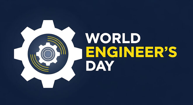 World engineers day celebration with gear illustration and text
