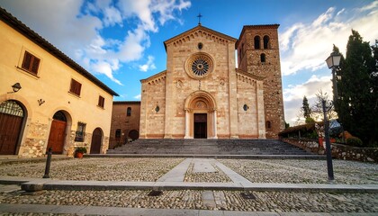 Exterior view of the magnificent San Pietro church in Tuscania, Italy