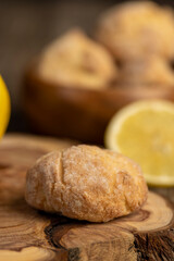 lemon and biscuits with pieces of lemon, lemon and shortbread biscuits with citrus flavor