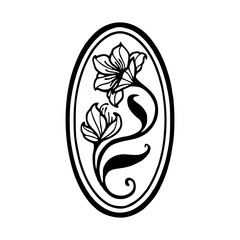 floral oval frame vector illustration