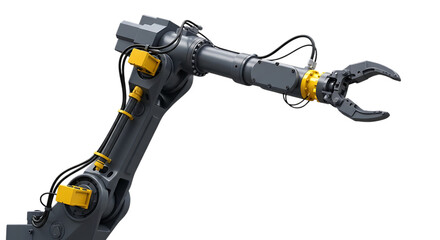 Robotic arm isolated on transparent background