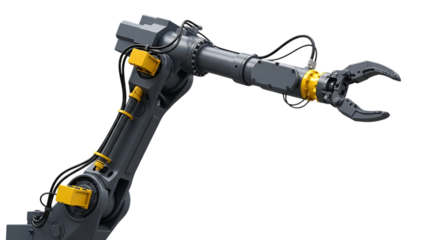 Robotic arm isolated on transparent background
