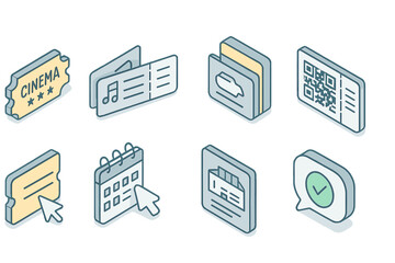 Entertainment, events solid icon set. music, cinema ticket collection