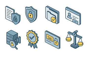 Security, privacy flat icon set. data protection, cybersecurity icons flat collection