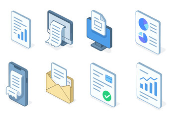 Mobile and email 3d icon set. digital communication and messaging icons collection