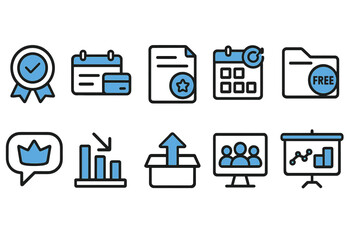 Business and finance icon set. line icons for accounting, marketing, data analysis