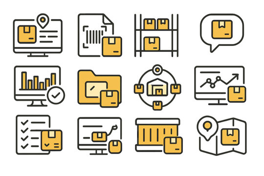 Logistics and delivery line icon set. shipping, package tracking linear collection