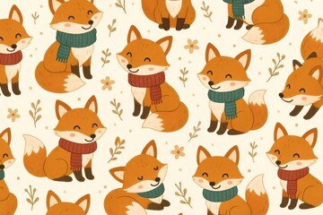 Obraz premium Charming foxes wearing colorful scarves.