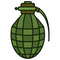 Minimalist Style Handdrawn Grenade Explosive Weapon Outline Icon