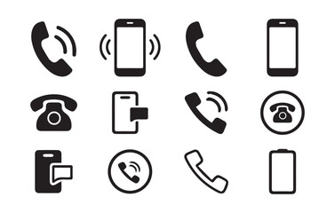 Phone and Communication Icons for Mobile Devices and Connectivity