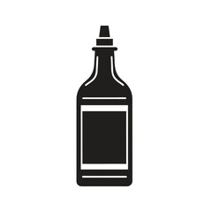 Silhouette of a wine bottle isolated on white background