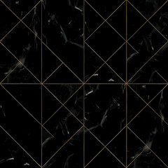 Black tile pattern with gold lines