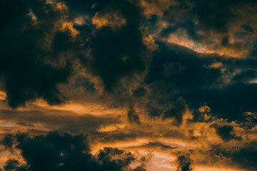Dramatic sky before a summer storm at sunset