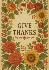 Floral gratitude vintage mobile wallpaper.