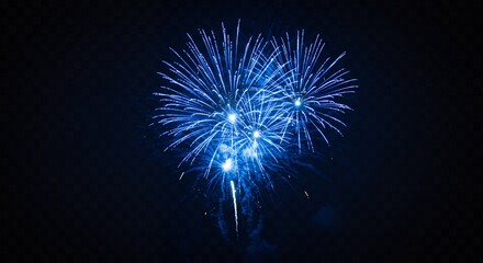 Fototapeta premium Vibrant blue fireworks display against a dark sky festive celebration concept