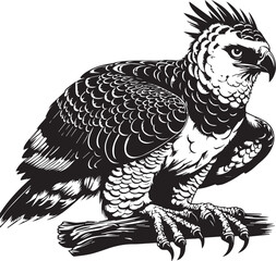 Harpy Eagle Vector in black and White