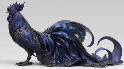 Majestic Dark Rooster Sculpture: A Masterpiece of Artistic Craftsmanship