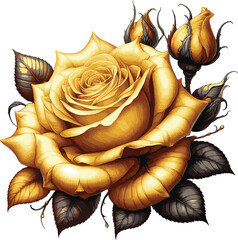 Yellow Rose Blossom Bundle Vector Illustration