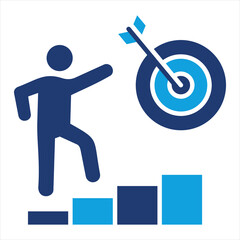 Goal Flat Blue Icon Vector Illustration