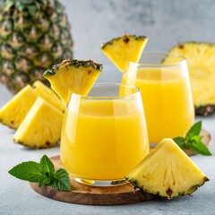 Pineapple juice in glasses