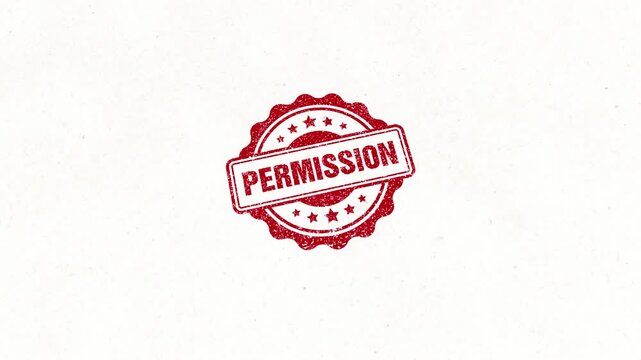 Permission Circle Wooden Red Rubber Stamp Seal