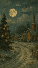 [vintage aesthetic christmas moonlight wallpaper]