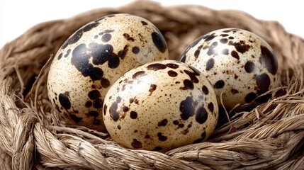 Three Quail Eggs in a Nest