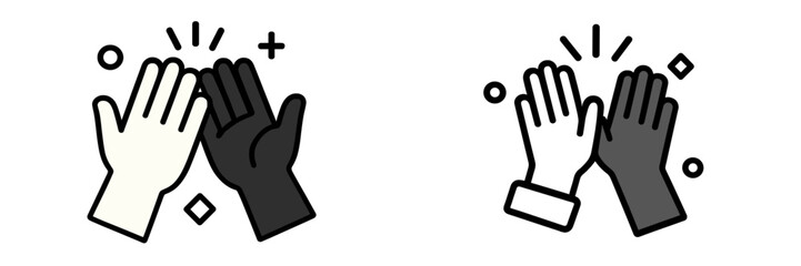 Fototapeta premium High five hands icon set showing teamwork and success with diverse partnership and collaboration gesture isolated on white background