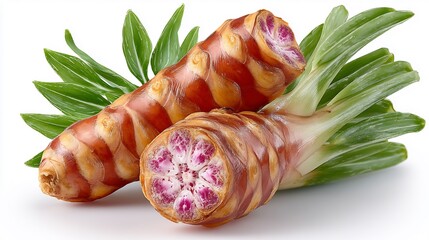 Vibrant Purple and Orange  Arrowroot Tuber Close-up
