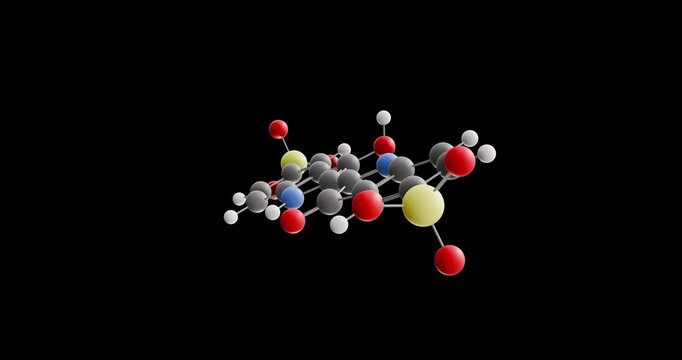 Indigo carmine molecule, rotating 3D model of e132, looped video on a black background
