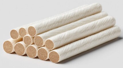 Neatly Stacked White Felt Cylinders