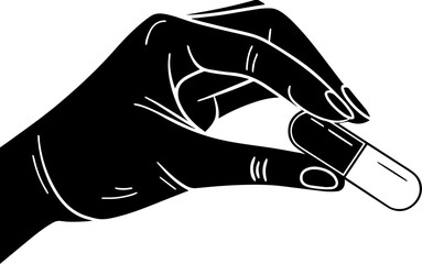 Hand Holding a Capsule Pill