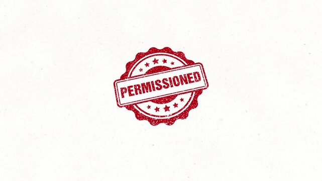 Permissioned Circle Wooden Red Rubber Stamp Seal