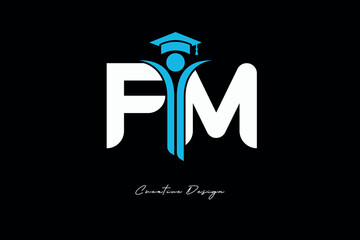 FM Creative Education monogram Logo Design Academic Graduation Symbol with Student Icon for Learning, Training & Professional Branding