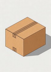 Closed Cardboard Box with Delivery Package.