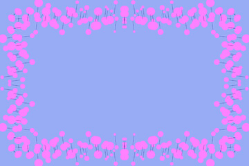 背景素材（ブルーの背景にポップな花のフレーム）