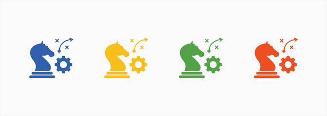 Strategy Icon Collection Set Color Multiple Style