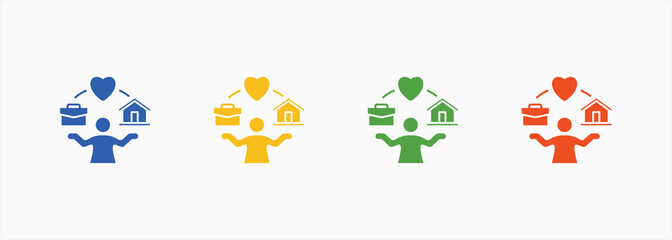 Work Life Balance Icon Collection Set Color Multiple Style