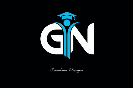 GN Creative Education monogram Logo Design Academic Graduation Symbol with Student Icon for Learning, Training & Professional Branding