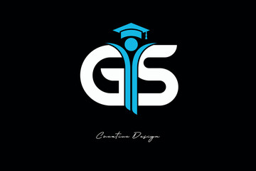 GS Creative Education monogram Logo Design Academic Graduation Symbol with Student Icon for Learning, Training & Professional Branding